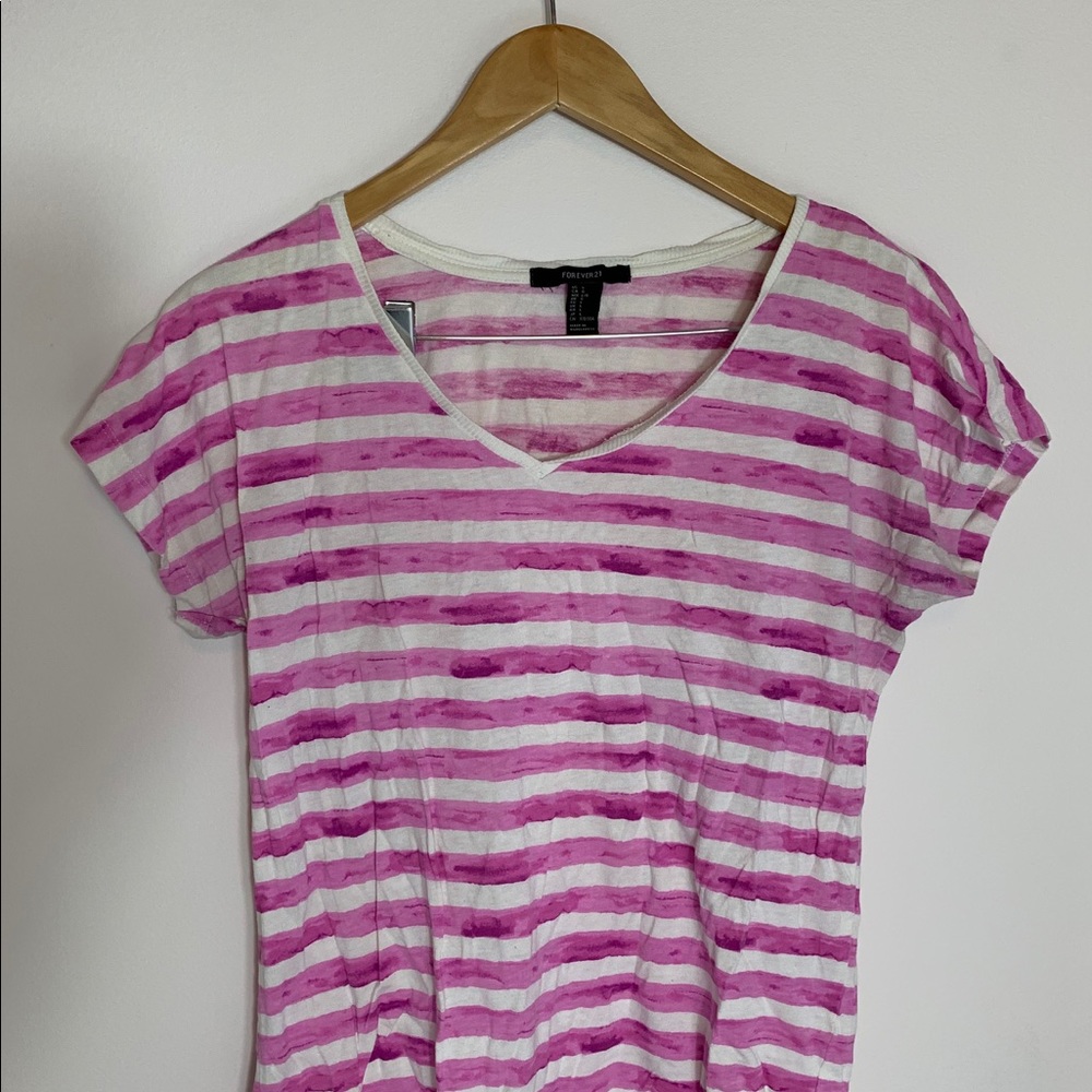 Purple Watercolor Stripped Tee - Short Sleeve